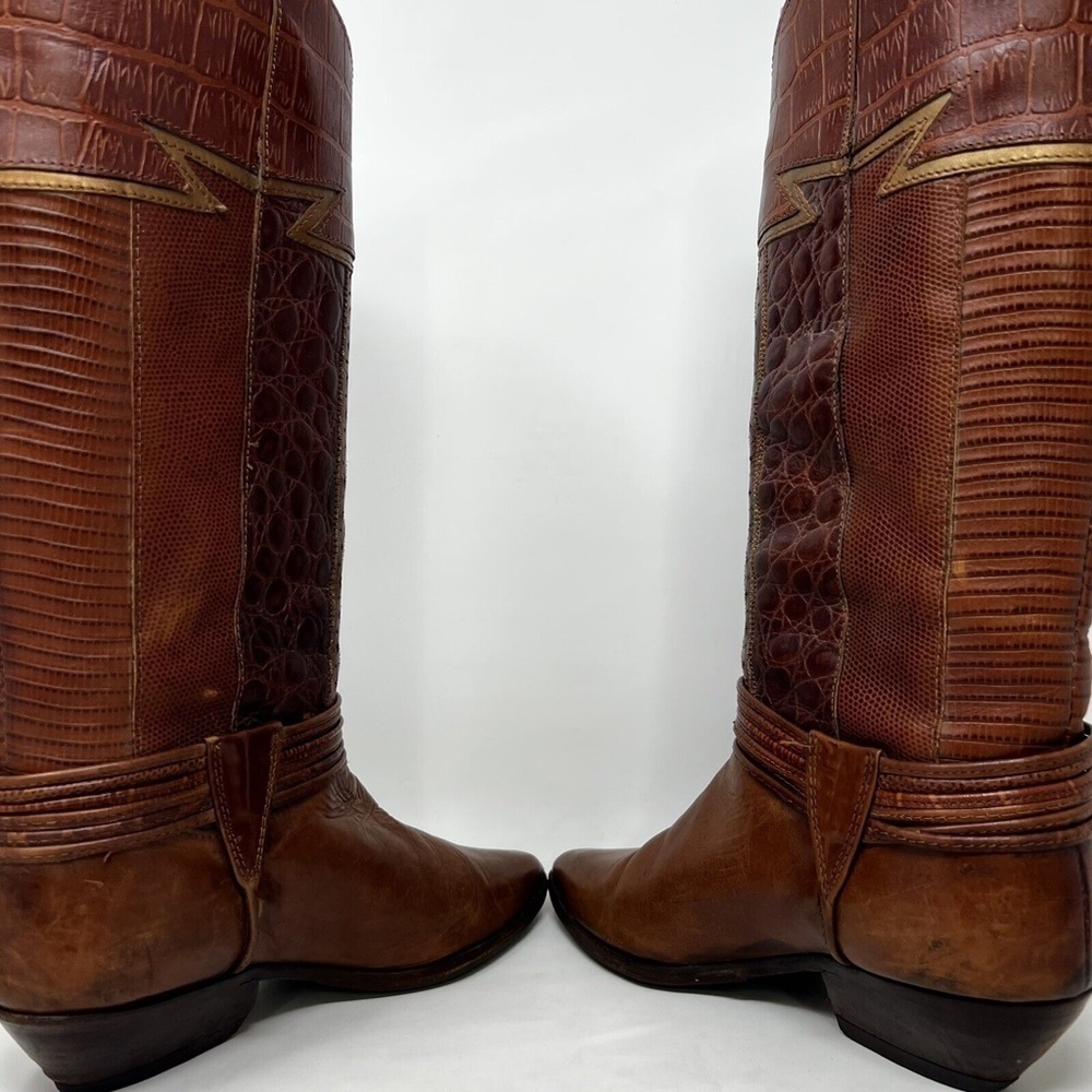 Circle S LTD Women's Western Cowboy Brown Leather Iguana Boots Size 6 M - Picture 7 of 12
